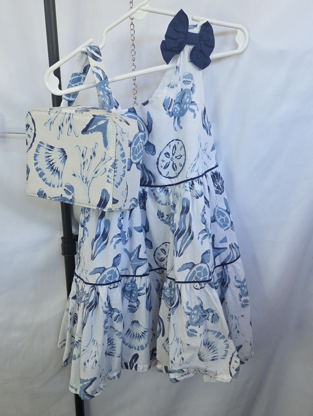 Rachel Zoe Blue-and-white Sea Life Print Tiered Cotton Dress